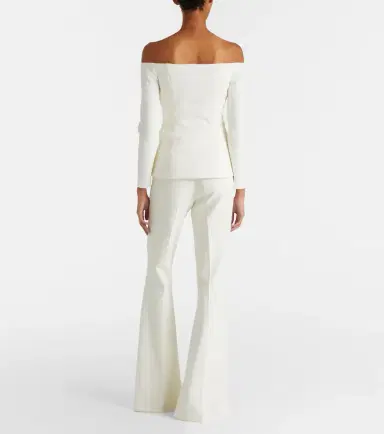 Safiyaa Bridal Kamile off-shoulder crêpe jacket | Thumbnail 5 Safiyaa Bridal Kamile off-shoulder crêpe jacket | Thumbnail 5