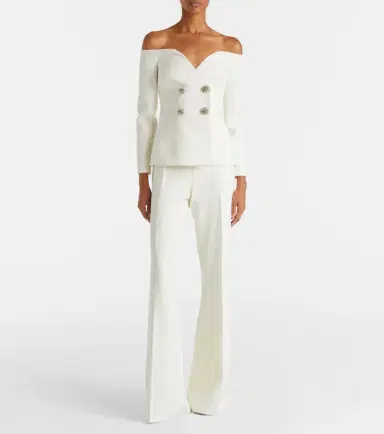 Safiyaa Bridal Kamile off-shoulder crêpe jacket | Thumbnail 6 Safiyaa Bridal Kamile off-shoulder crêpe jacket | Thumbnail 6