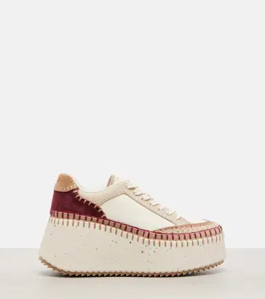 Chloe Chloé Nama suede-trimmed leather platform sneakers | Thumbnail 3 Chloe Chloé Nama suede-trimmed leather platform sneakers | Thumbnail 3