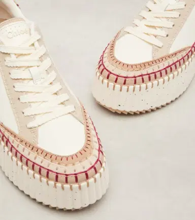 Chloe Chloé Nama suede-trimmed leather platform sneakers | Thumbnail 4 Chloe Chloé Nama suede-trimmed leather platform sneakers | Thumbnail 4