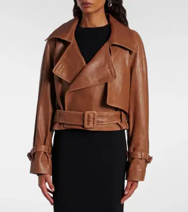 Nour Hammour Hatti cropped leather biker jacket | Thumbnail 3 Nour Hammour Hatti cropped leather biker jacket | Thumbnail 3