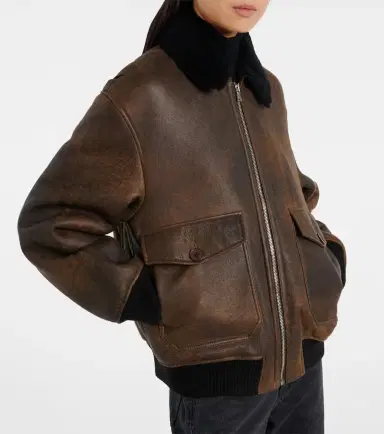 Nour Hammour Anton shearling-lined leather bomber jacket | Thumbnail 3 Nour Hammour Anton shearling-lined leather bomber jacket | Thumbnail 3