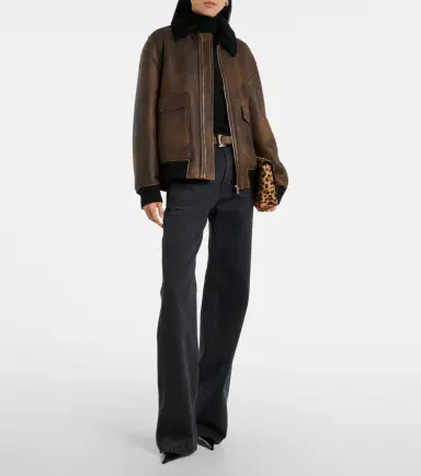 Nour Hammour Anton shearling-lined leather bomber jacket | Thumbnail 4 Nour Hammour Anton shearling-lined leather bomber jacket | Thumbnail 4