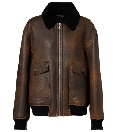 Nour Hammour Anton shearling-lined leather bomber jacket | Thumbnail 1 Nour Hammour Anton shearling-lined leather bomber jacket | Thumbnail 1