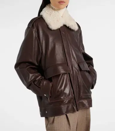 Nour Hammour Drey shearling-trimmed leather jacket | Thumbnail 2 Nour Hammour Drey shearling-trimmed leather jacket | Thumbnail 2