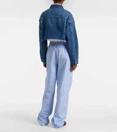 Miu Miu Cropped logo denim jacket | Thumbnail 2 Miu Miu Cropped logo denim jacket | Thumbnail 2