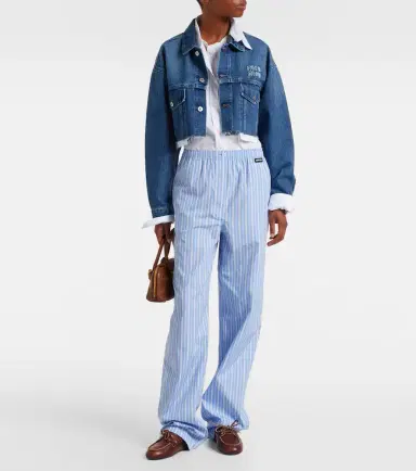 Miu Miu Cropped logo denim jacket | Thumbnail 3 Miu Miu Cropped logo denim jacket | Thumbnail 3