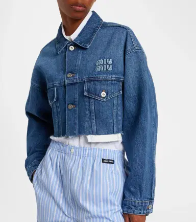 Miu Miu Cropped logo denim jacket | Thumbnail 5 Miu Miu Cropped logo denim jacket | Thumbnail 5