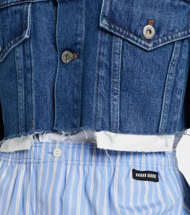 Miu Miu Cropped logo denim jacket | Thumbnail 6 Miu Miu Cropped logo denim jacket | Thumbnail 6
