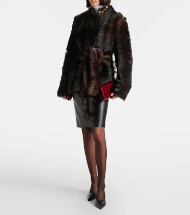 Nour Hammour Elsa shearling wrap coat | Thumbnail 4 Nour Hammour Elsa shearling wrap coat | Thumbnail 4