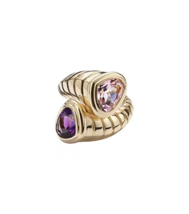 Marina B Trisolina Toi Et Moi 18kt gold ring with morganite and amethyst | Thumbnail 1 Marina B Trisolina Toi Et Moi 18kt gold ring with morganite and amethyst | Thumbnail 1