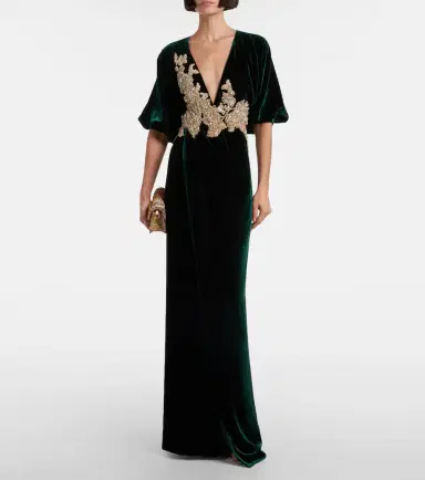 Costarellos Floral velvet maxi dress | Thumbnail 4 Costarellos Floral velvet maxi dress | Thumbnail 4