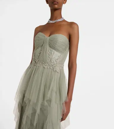 Costarellos Embellished tulle corset gown | Thumbnail 3 Costarellos Embellished tulle corset gown | Thumbnail 3