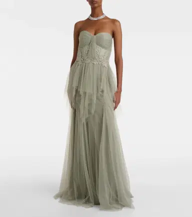 Costarellos Embellished tulle corset gown | Thumbnail 4 Costarellos Embellished tulle corset gown | Thumbnail 4