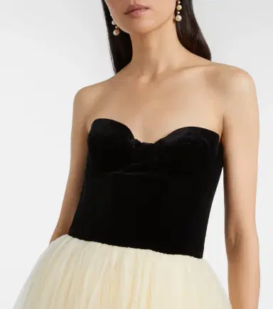 Costarellos Nathalia velvet and tulle bustier gown | Thumbnail 5 Costarellos Nathalia velvet and tulle bustier gown | Thumbnail 5