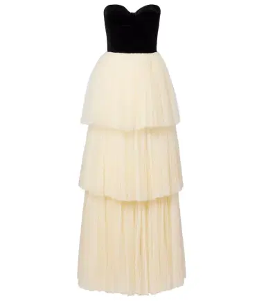 Costarellos Nathalia velvet and tulle bustier gown | Thumbnail 1 Costarellos Nathalia velvet and tulle bustier gown | Thumbnail 1
