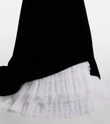 Costarellos Laurette lace-trimmed velvet bustier gown | Thumbnail 4 Costarellos Laurette lace-trimmed velvet bustier gown | Thumbnail 4