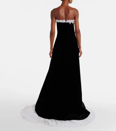 Costarellos Laurette lace-trimmed velvet bustier gown | Thumbnail 5 Costarellos Laurette lace-trimmed velvet bustier gown | Thumbnail 5