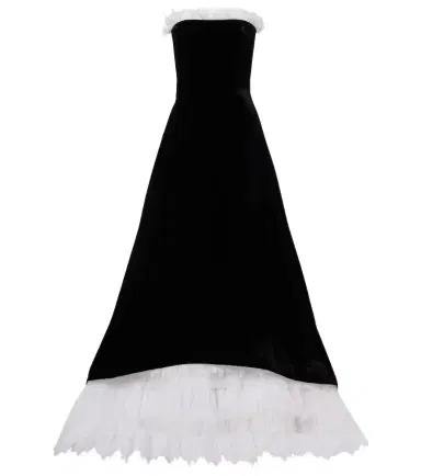 Costarellos Laurette lace-trimmed velvet bustier gown | Thumbnail 1 Costarellos Laurette lace-trimmed velvet bustier gown | Thumbnail 1
