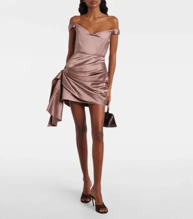 Alex Perry Off-shoulder cotton and silk satin minidress | Thumbnail 5 Alex Perry Off-shoulder cotton and silk satin minidress | Thumbnail 5
