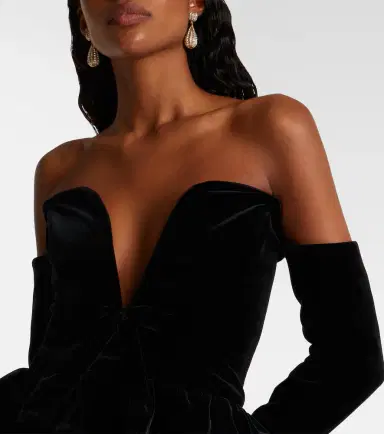 Alessandra Rich Bow-detail ruffled off-shoulder velvet jumpsuit | Thumbnail 4 Alessandra Rich Bow-detail ruffled off-shoulder velvet jumpsuit | Thumbnail 4