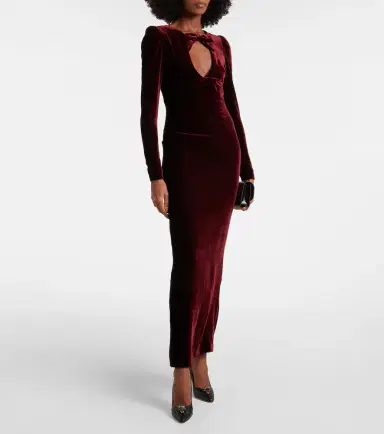 Alessandra Rich Bow-detail cutout velvet gown | Thumbnail 4 Alessandra Rich Bow-detail cutout velvet gown | Thumbnail 4