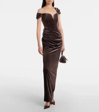 Alex Perry Draped velvet gown | Thumbnail 5 Alex Perry Draped velvet gown | Thumbnail 5