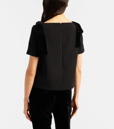 Carolina Herrera Bow-detail velvet-trimmed crêpe top | Thumbnail 4 Carolina Herrera Bow-detail velvet-trimmed crêpe top | Thumbnail 4