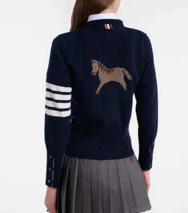 Thom Browne 4-Bar intarsia virgin wool cardigan | Thumbnail 5 Thom Browne 4-Bar intarsia virgin wool cardigan | Thumbnail 5