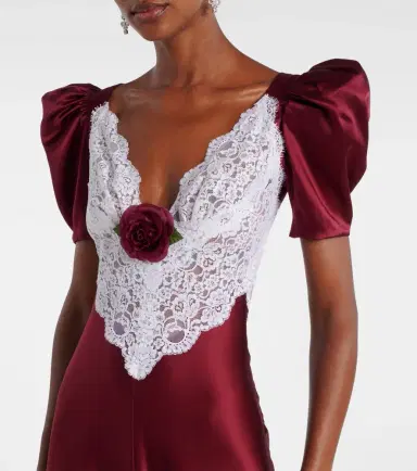 Rodarte Floral-appliqué lace-trimmed silk gown | Thumbnail 3 Rodarte Floral-appliqué lace-trimmed silk gown | Thumbnail 3