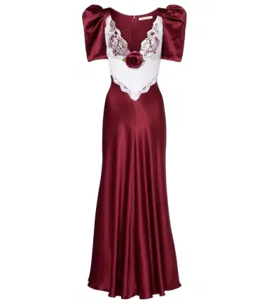 Rodarte Floral-appliqué lace-trimmed silk gown | Thumbnail 1 Rodarte Floral-appliqué lace-trimmed silk gown | Thumbnail 1