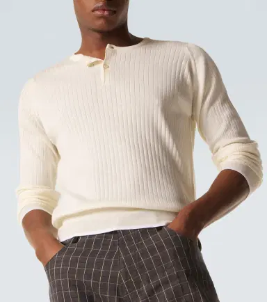 Wales Bonner Nile wool and cotton Henley shirt | Thumbnail 3 Wales Bonner Nile wool and cotton Henley shirt | Thumbnail 3