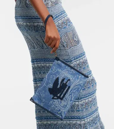 Etro Eyes Mini embroidered denim jacquard pouch | Thumbnail 5 Etro Eyes Mini embroidered denim jacquard pouch | Thumbnail 5