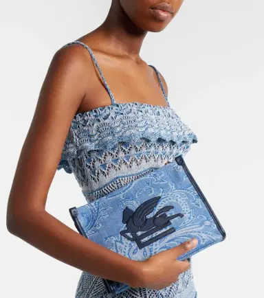 Etro Eyes Mini embroidered denim jacquard pouch | Thumbnail 6 Etro Eyes Mini embroidered denim jacquard pouch | Thumbnail 6