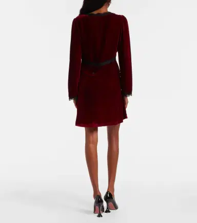 Rixo Macie lace-trimmed velvet minidress | Thumbnail 2 Rixo Macie lace-trimmed velvet minidress | Thumbnail 2
