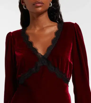 Rixo Macie lace-trimmed velvet minidress | Thumbnail 4 Rixo Macie lace-trimmed velvet minidress | Thumbnail 4