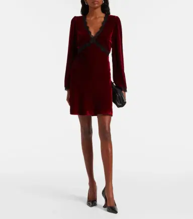 Rixo Macie lace-trimmed velvet minidress | Thumbnail 5 Rixo Macie lace-trimmed velvet minidress | Thumbnail 5