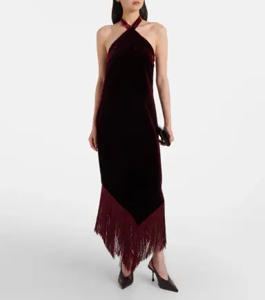 Taller Marmo Nina fringed velvet maxi dress | Thumbnail 4 Taller Marmo Nina fringed velvet maxi dress | Thumbnail 4
