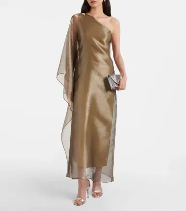Taller Marmo Betsy one-shoulder fil coupé maxi dress | Thumbnail 3 Taller Marmo Betsy one-shoulder fil coupé maxi dress | Thumbnail 3