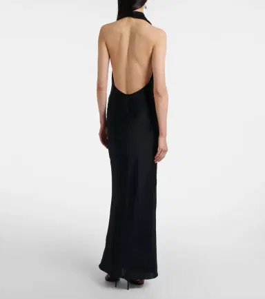 Staud Poppi draped halterneck silk-blend gown | Thumbnail 3 Staud Poppi draped halterneck silk-blend gown | Thumbnail 3