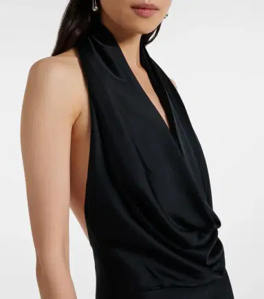 Staud Poppi draped halterneck silk-blend gown | Thumbnail 4 Staud Poppi draped halterneck silk-blend gown | Thumbnail 4