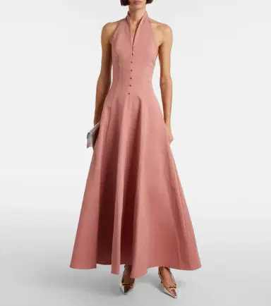 Staud Stella halterneck cotton-blend gown | Thumbnail 3 Staud Stella halterneck cotton-blend gown | Thumbnail 3