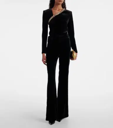 Roland Mouret Asymmetric embellished velvet top | Thumbnail 4 Roland Mouret Asymmetric embellished velvet top | Thumbnail 4