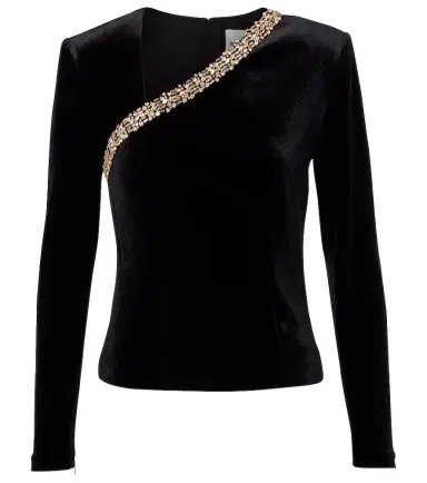 Roland Mouret Asymmetric embellished velvet top | Thumbnail 1 Roland Mouret Asymmetric embellished velvet top | Thumbnail 1