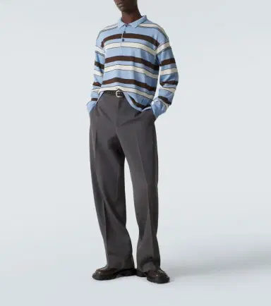 JW Anderson Striped cotton and wool-blend polo shirt | Thumbnail 3 JW Anderson Striped cotton and wool-blend polo shirt | Thumbnail 3