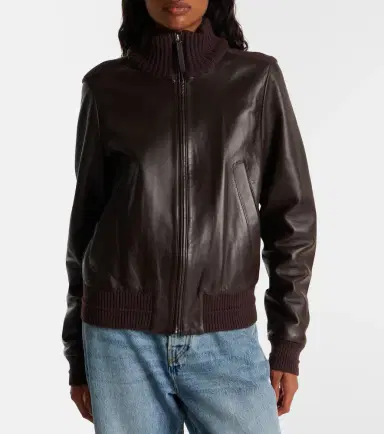 Proenza Schouler Elenora wool-trimmed leather jacket | Thumbnail 4 Proenza Schouler Elenora wool-trimmed leather jacket | Thumbnail 4