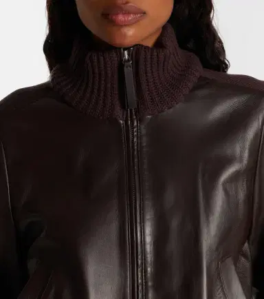 Proenza Schouler Elenora wool-trimmed leather jacket | Thumbnail 5 Proenza Schouler Elenora wool-trimmed leather jacket | Thumbnail 5