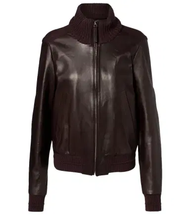Proenza Schouler Elenora wool-trimmed leather jacket | Thumbnail 1 Proenza Schouler Elenora wool-trimmed leather jacket | Thumbnail 1