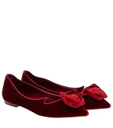 Roger Vivier Rose Vivier velvet ballet flats | Thumbnail 1 Roger Vivier Rose Vivier velvet ballet flats | Thumbnail 1