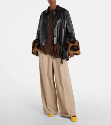 Loewe Shearling-trimmed leather jacket | Thumbnail 2 Loewe Shearling-trimmed leather jacket | Thumbnail 2